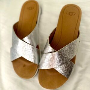 Ugg Metallic Silver Sandals size 8